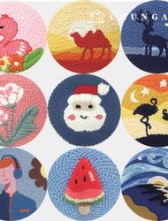 打孔針法式刺繡套裝DIY女裝情緒動物聖誕幼兒熊